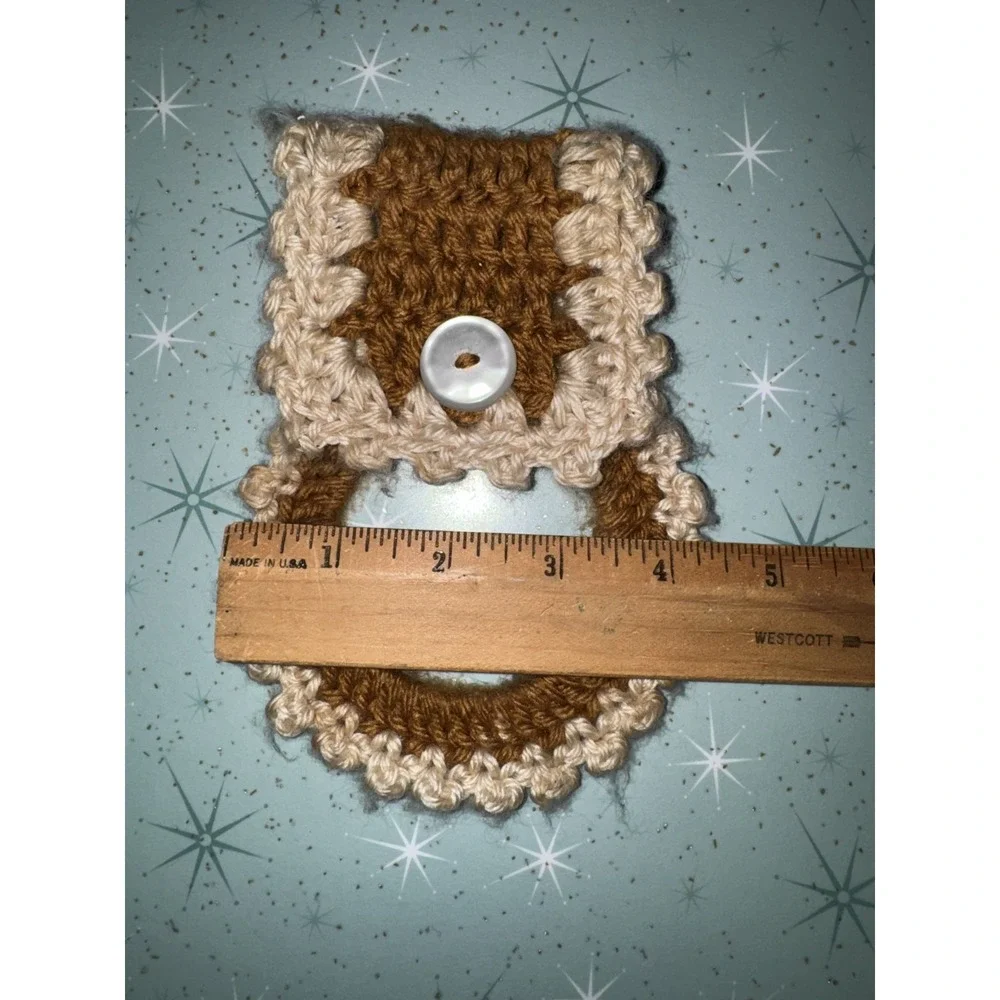 Crocheted‎ Kitchen Towel Ring. Brown and Tan. Cottagecore Farmhouse Vintage look